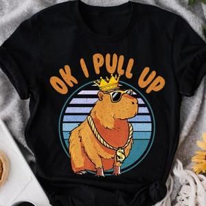 Funny Capybara Ok I Pull Up Retro  Cute Animals Capybara Lover Shirt Col